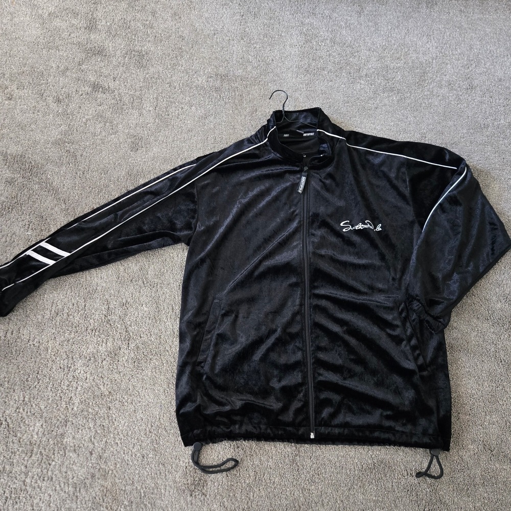 Southpole Track Jacket Full Zip Black Velour White Stripe Menswear‎ XL/TG